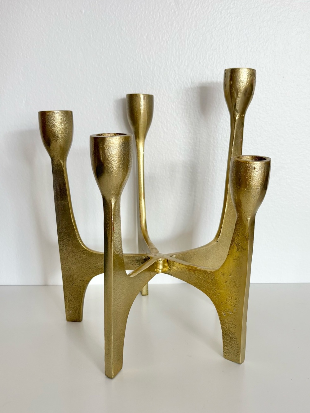 Mid-Century Style Gold Tone Candelabra Candle Holder